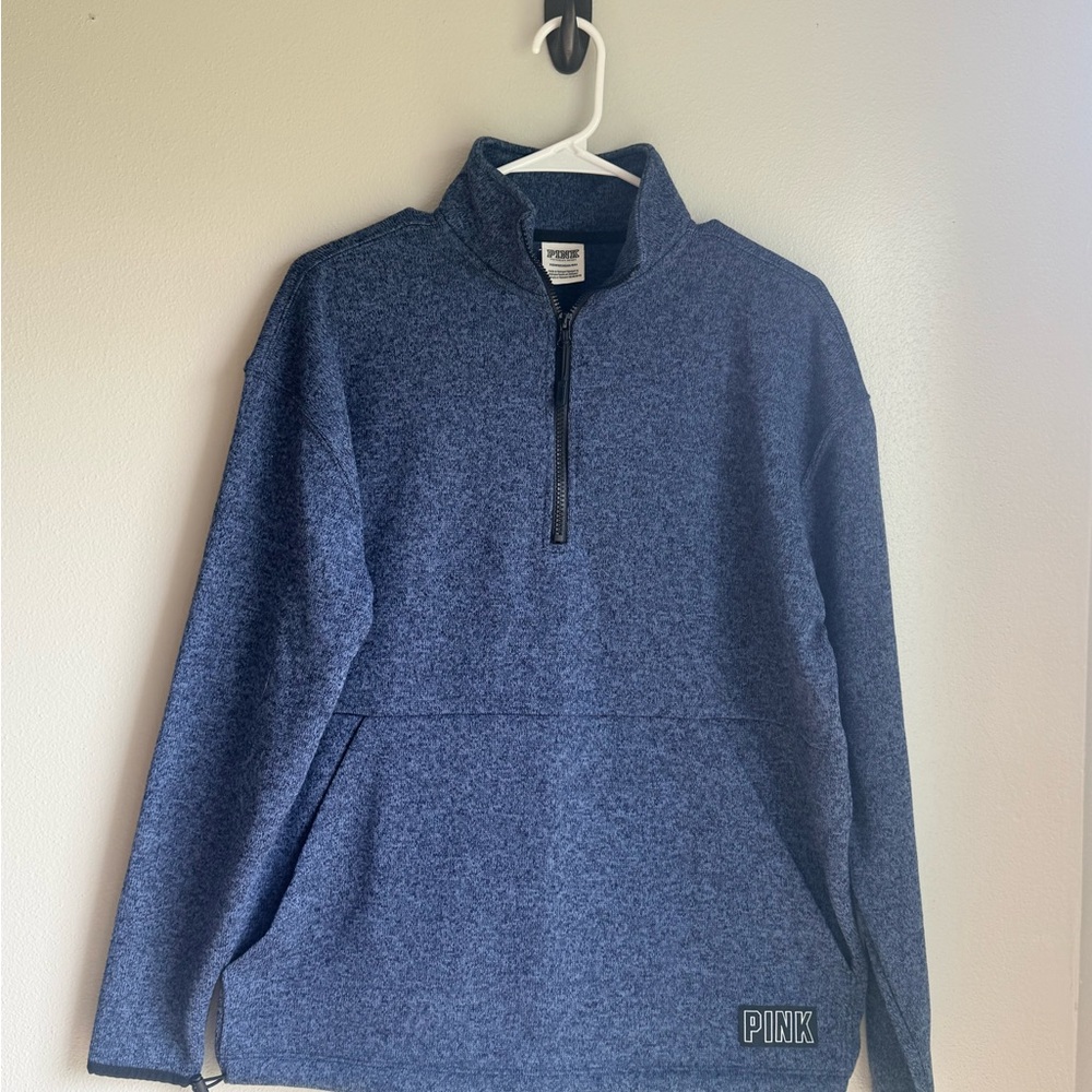 PINK Victoria's Secret Blue Quarter-Zip Pullover XS